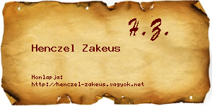 Henczel Zakeus névjegykártya